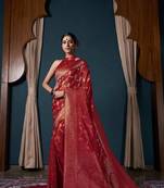 Red Zari Woven Banarasi Satin Silk Saree