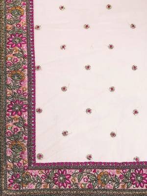 pastel pink embroidered taffeta bridal lehenga set choli with dupatta 8