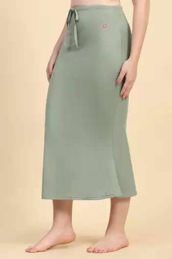 Women's Plain Nylon Petticoat Skirts Saree Silhouette Shape Wear set of 2