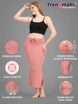 Trendmalls Women's Plain Nylon Petticoat Skirts Saree Silhouette Shape Wear set of 2 4