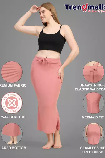 Women's Plain Nylon Petticoat Skirts Saree Silhouette Shape Wear set of 2