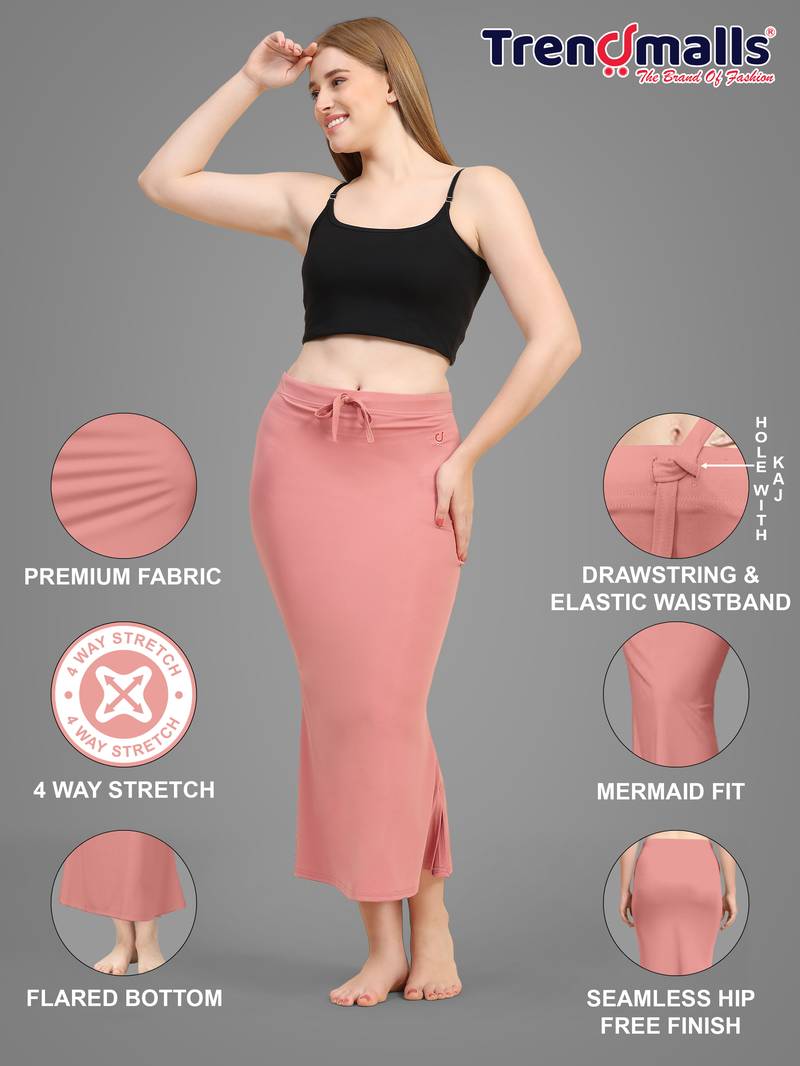 Women's Plain Nylon Petticoat Skirts Saree Silhouette Shape Wear set of 2