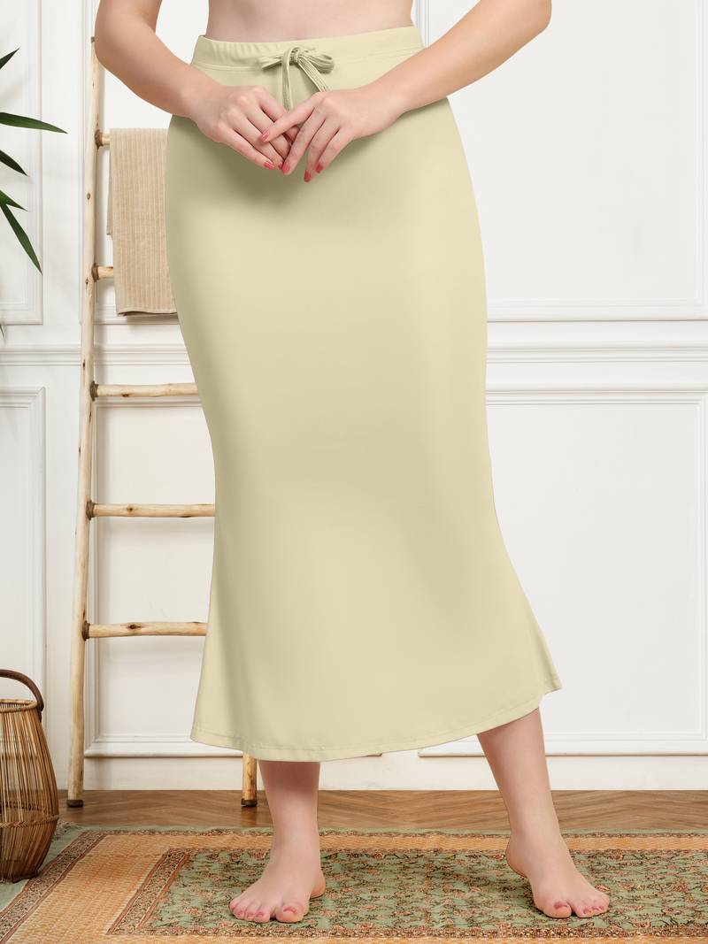 Women's Plain Nylon Petticoat Skirts Saree Silhouette Shape Wear set of 2