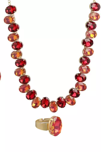  Red Color Crystal AD Gemstone-Studded Jewelry Set