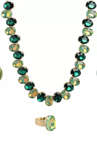  Green Color Crystal AD Gemstone-Studded Jewelry Set