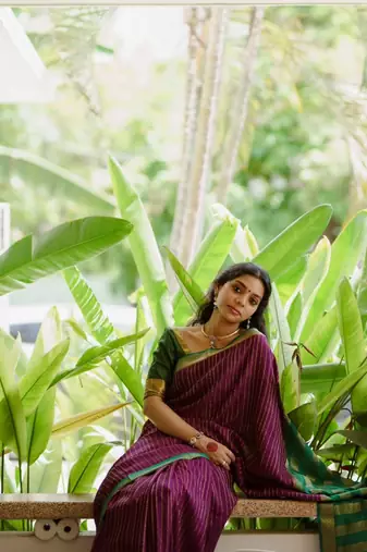 Wine Faux Banarasi Silk Woven Saree for Women