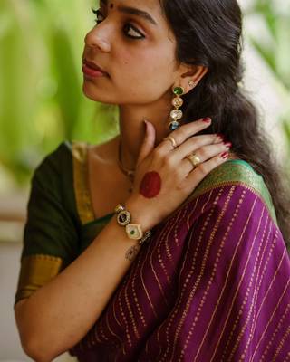Wine Faux Banarasi Silk Woven Saree for Women 4