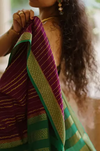 Wine Faux Banarasi Silk Woven Saree for Women