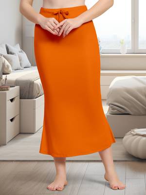Trendmalls Women's Plain Nylon Petticoat Skirts Saree Silhouette Shape Wear set of 2 2