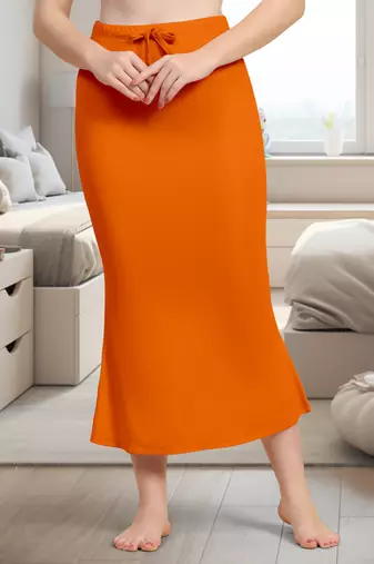 Women's Plain Nylon Petticoat Skirts Saree Silhouette Shape Wear set of 2
