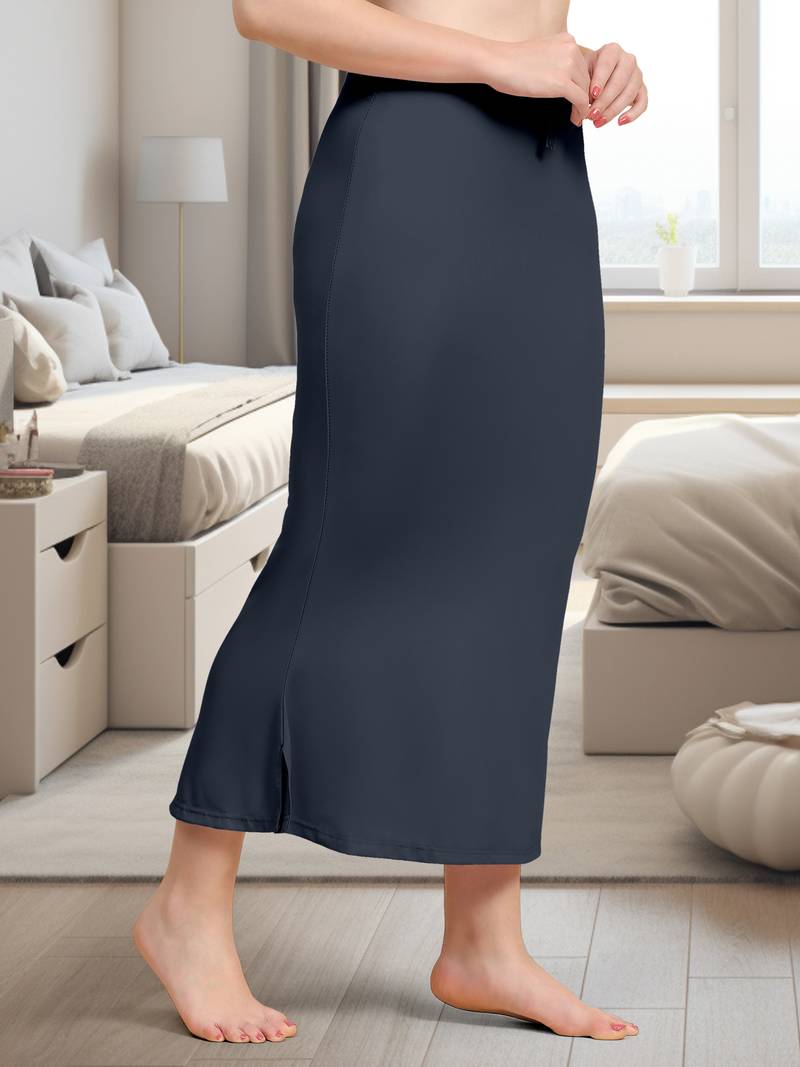 Women's Plain Nylon Petticoat Skirts Saree Silhouette Shape Wear set of 2