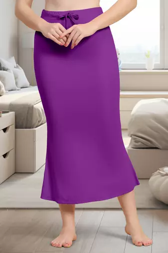 Women's Plain Nylon Petticoat Skirts Saree Silhouette Shape Wear set of 2