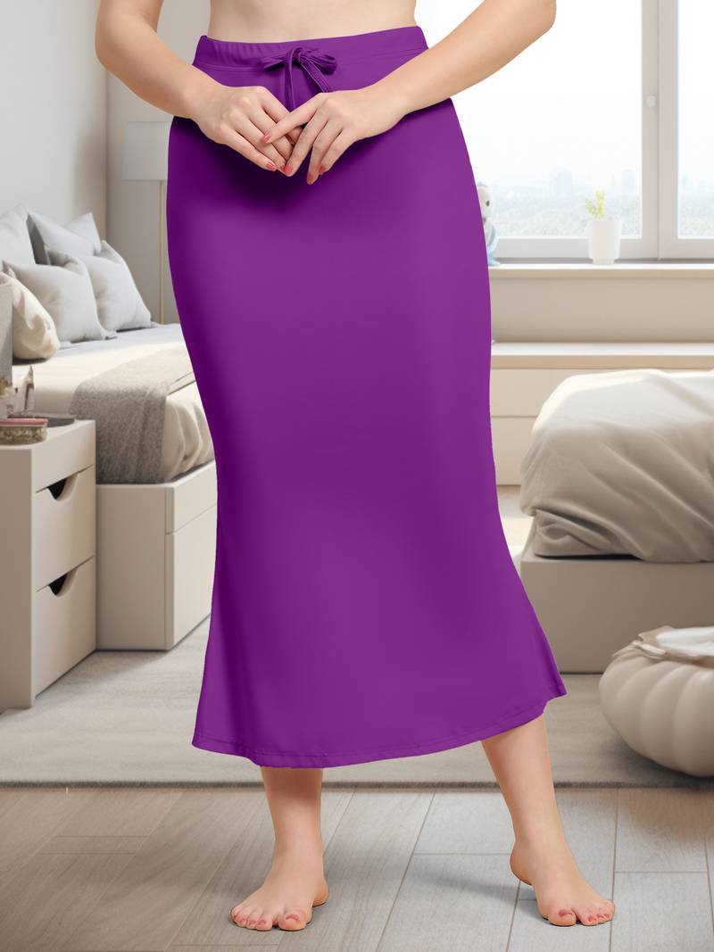 Women's Plain Nylon Petticoat Skirts Saree Silhouette Shape Wear set of 2