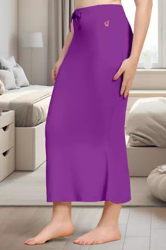 Women's Plain Nylon Petticoat Skirts Saree Silhouette Shape Wear set of 2