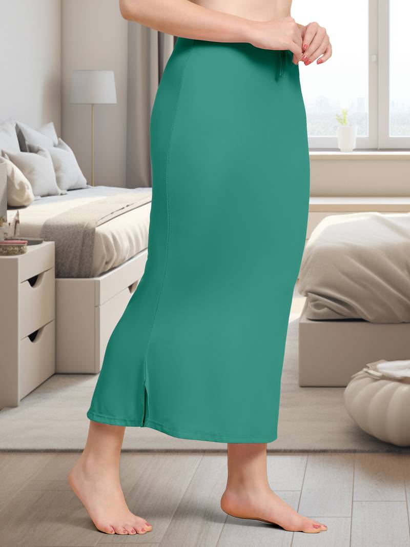 Women's Plain Nylon Petticoat Skirts Saree Silhouette Shape Wear set of 2