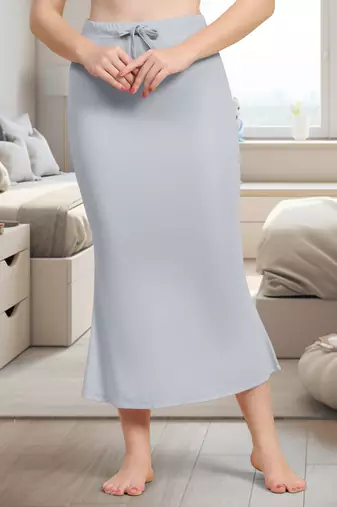 Women's Plain Nylon Petticoat Skirts Saree Silhouette Shape Wear set of 2