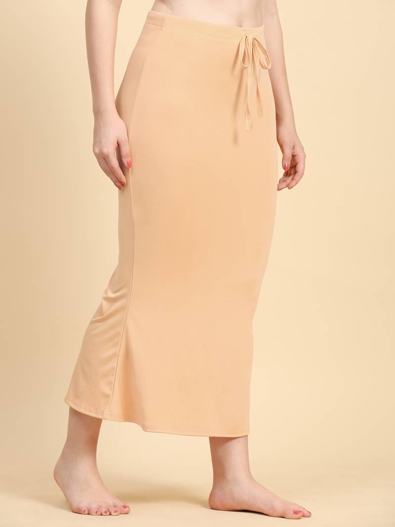 Women's Plain Nylon Petticoat Skirts Saree Silhouette Shape Wear set of 2