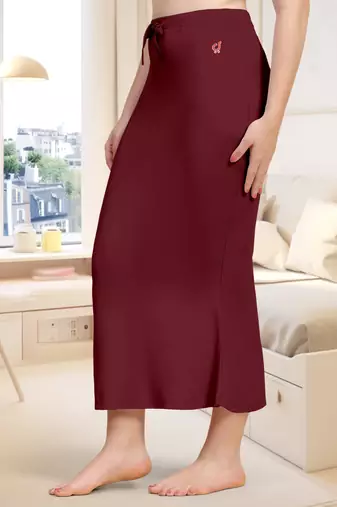 Women's Plain Nylon Petticoat Skirts Saree Silhouette Shape Wear set of 2