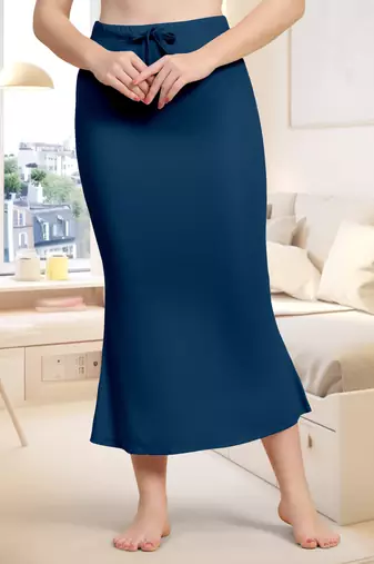 Women's Plain Nylon Petticoat Skirts Saree Silhouette Shape Wear set of 2