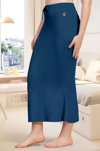 Women's Plain Nylon Petticoat Skirts Saree Silhouette Shape Wear set of 2