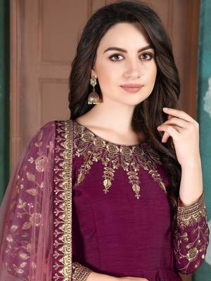 Magenta Silk Anarkali Suit for Wedding 2