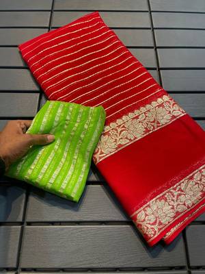 Red Color Viscose Georgette Saree 2