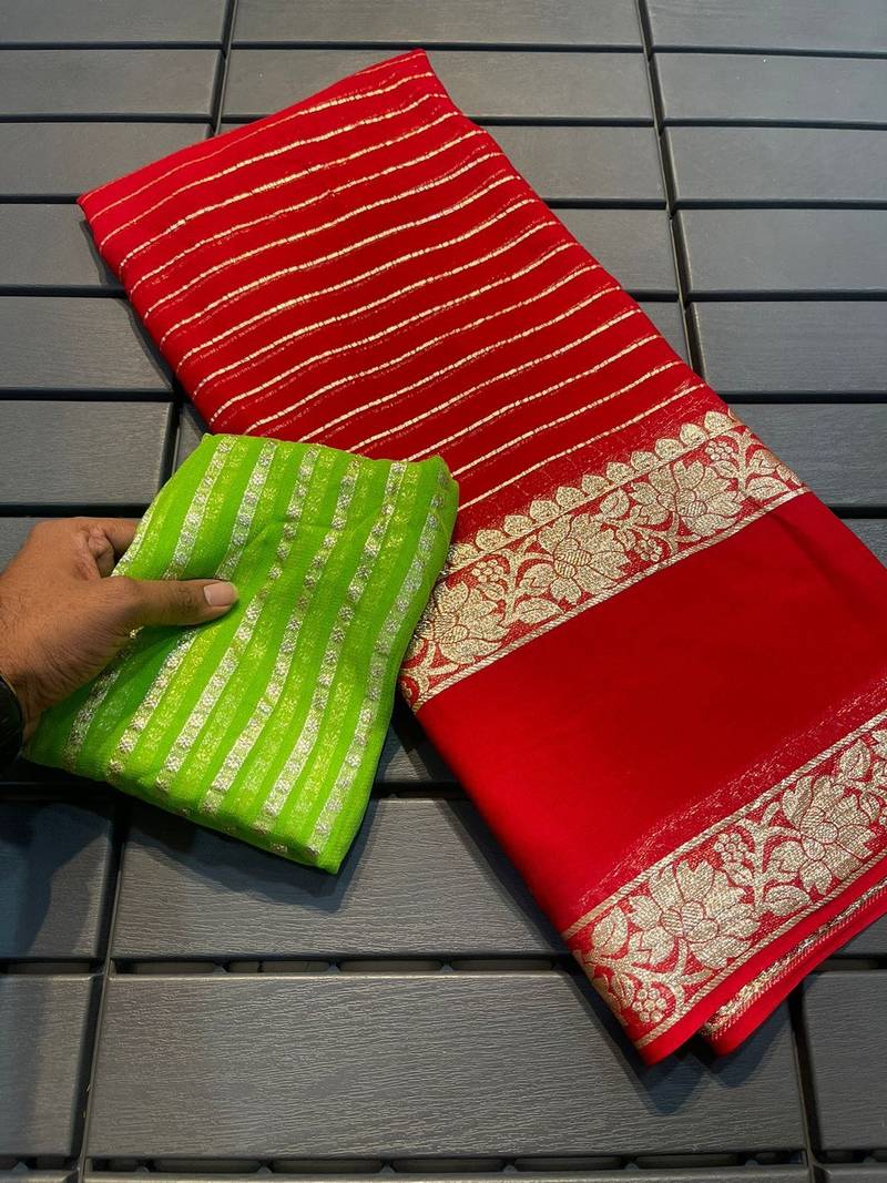 Red Color Viscose Georgette Saree