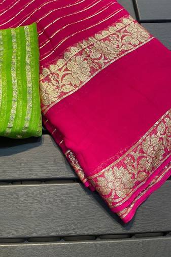 Rani-Pink Color Viscose Georgette Saree