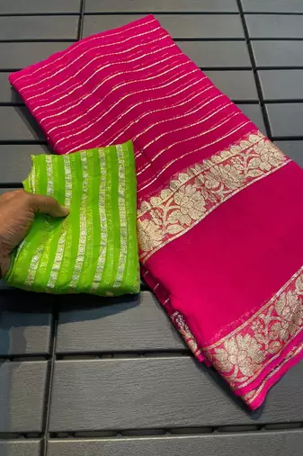 Rani-Pink Color Viscose Georgette Saree