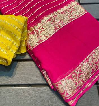Rani-Pink Color Viscose Georgette Saree 1