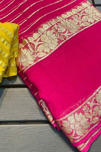 Rani-Pink Color Viscose Georgette Saree