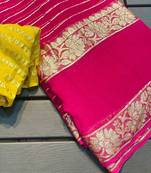 Rani-Pink Color Viscose Georgette Saree
