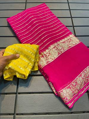 Rani-Pink Color Viscose Georgette Saree 2