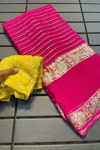 Rani-Pink Color Viscose Georgette Saree