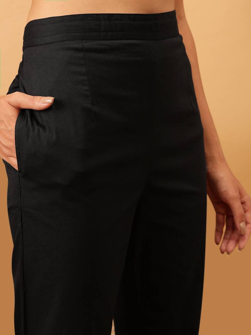 Ada Women Hand Embroidered Black Georgette Chikan Kurta Set - A811147