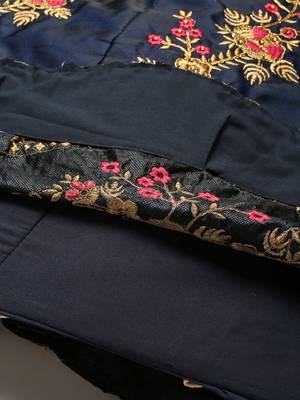blue floral embroidered silk wedding lehenga set choli with dupatta 9