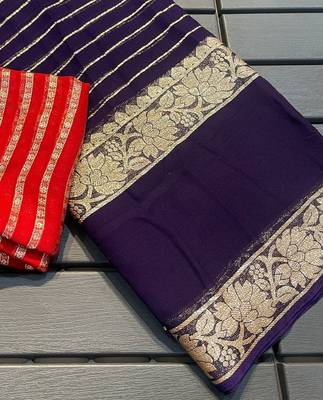 Purple Color Viscose Georgette Saree 1