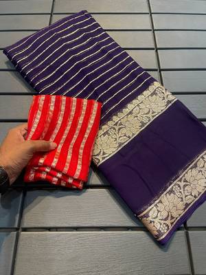 Purple Color Viscose Georgette Saree 2