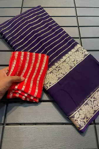 Purple Color Viscose Georgette Saree