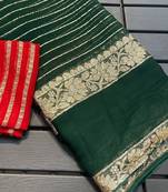 Dark-Green Color Viscose Georgette Saree