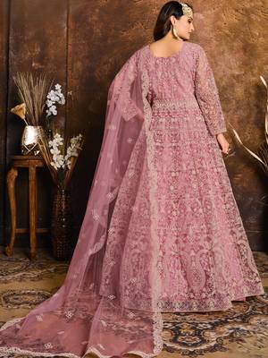 Pink Net Anarkali Salwar Suit 2