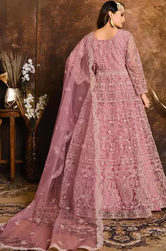 Pink Net Anarkali Salwar Suit