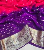 Pink-Purple Color 2D Viscose Georgette Saree 