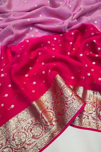 Pink Color 2D Viscose Georgette Saree 