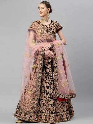 exceptional maroon embroidered lehenga set choli with dupatta 1