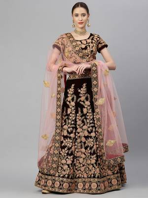 exceptional maroon embroidered lehenga set choli with dupatta 2