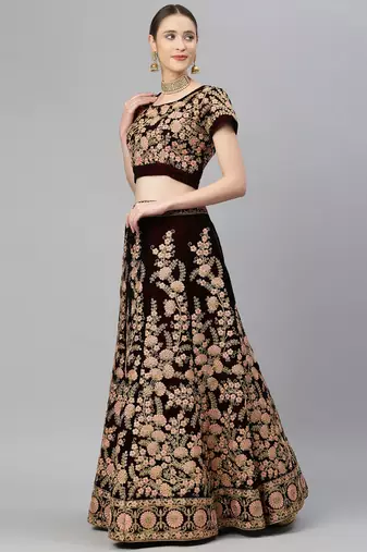 exceptional maroon embroidered lehenga set choli with dupatta