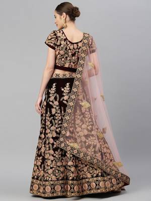 exceptional maroon embroidered lehenga set choli with dupatta 4