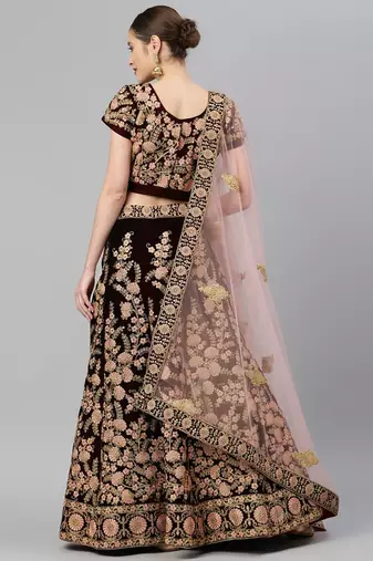 exceptional maroon embroidered lehenga set choli with dupatta