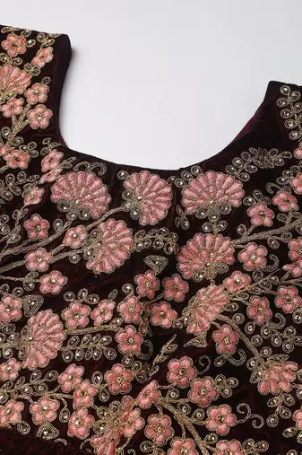 exceptional maroon embroidered lehenga set choli with dupatta
